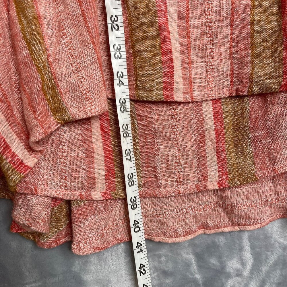 Anthropologie Drew Morgan Linen Tie Dress Womens M‎ Pink Multi Faux Sarong - Picture 8 of 9